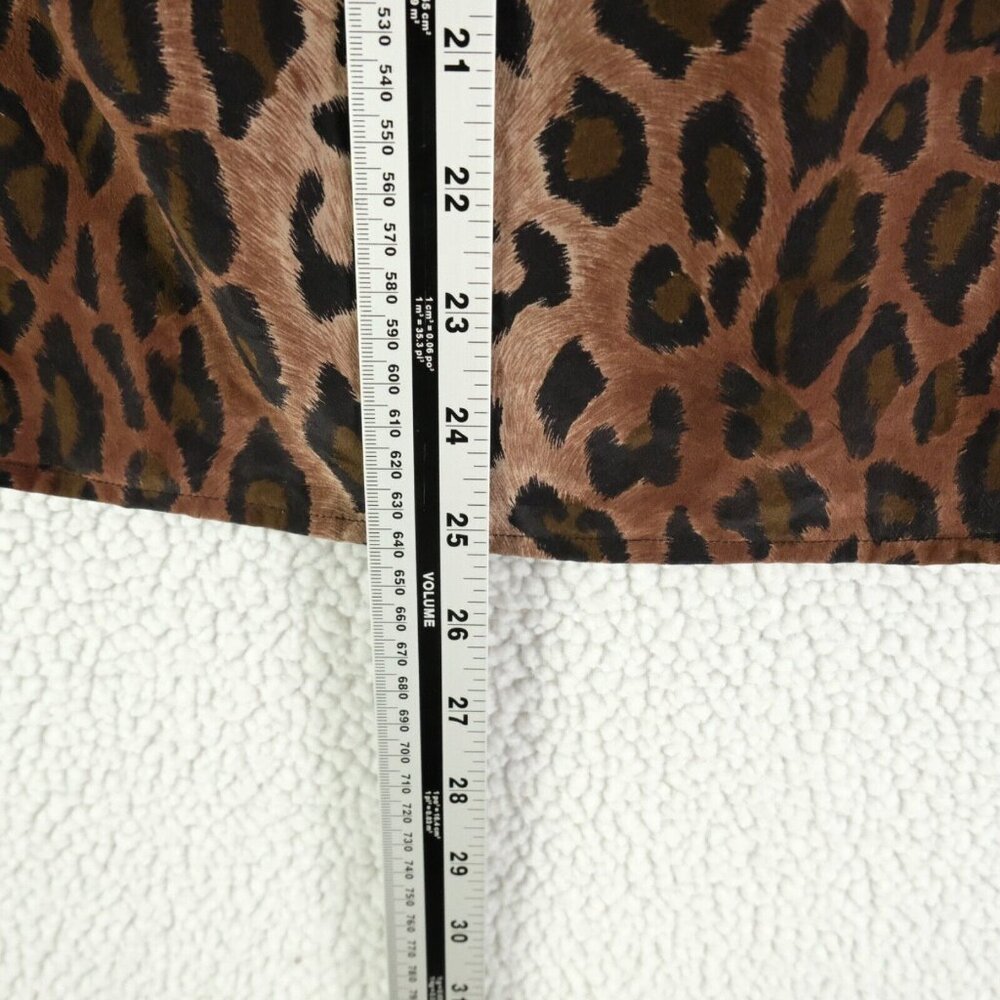 Vintage Shirt Womens 6 Brown Gold Leopard Animal Print Silk Button Up 80s - Picture 7 of 10